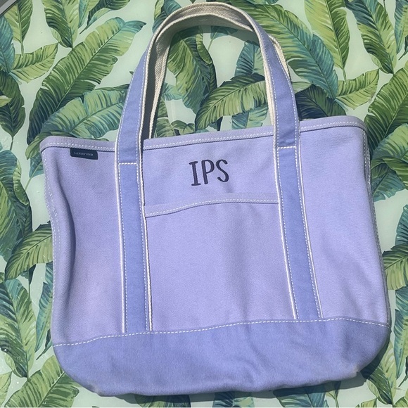Lands' End Handbags - Lands' End Lavender Purple Medium Open Top Canvas Tote Bag Embroidered